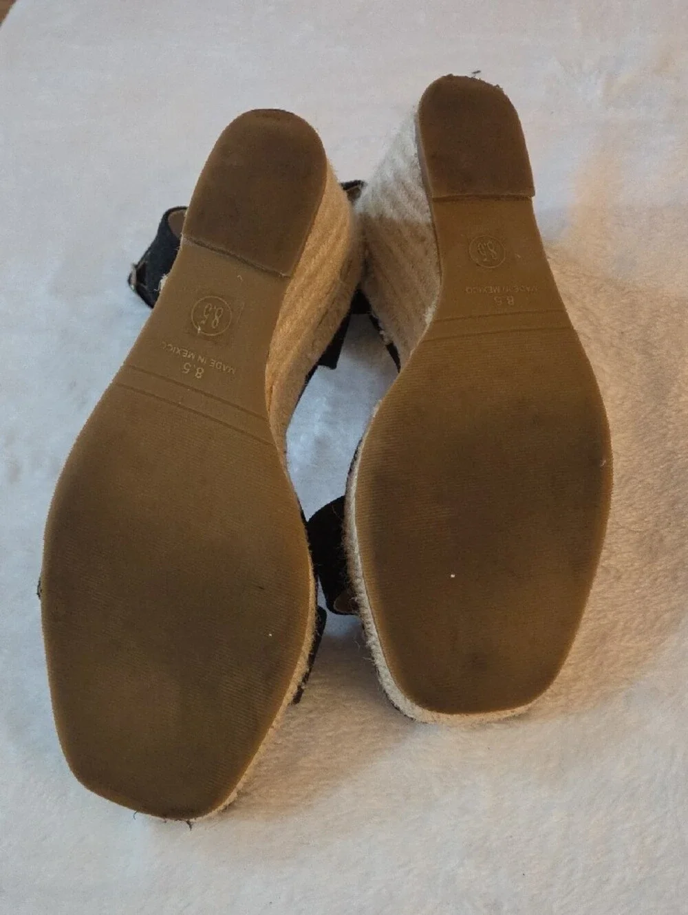 Steve Madden Black Suede Ankle-Strap Espadrille Wedges